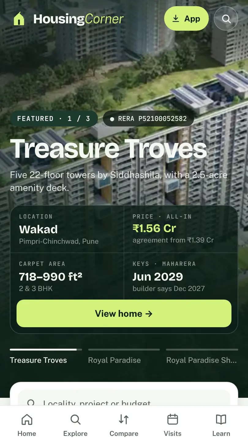 Housing Corner home page on a phone